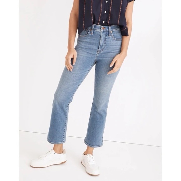 Madewell Cali Demi Boot Jeans in Dorrance Wash TENCEL Denim Edition Size 28 - Picture 12 of 12